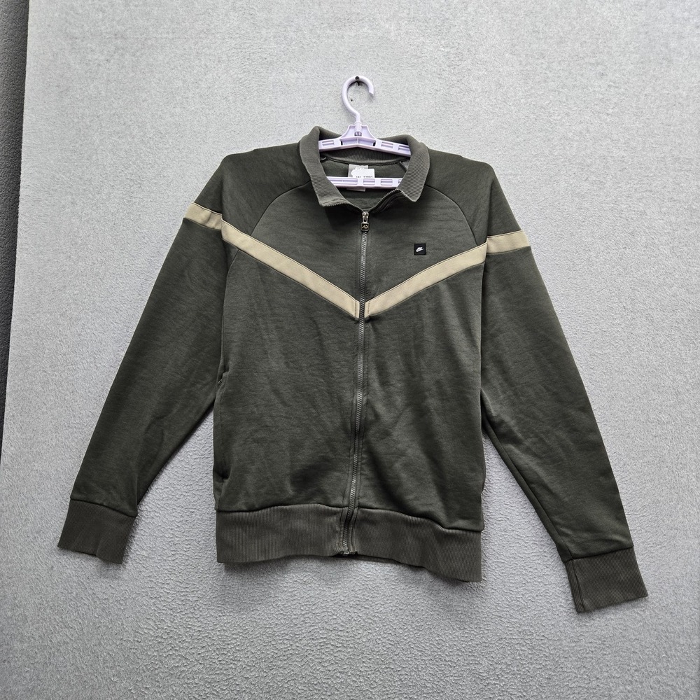 VINTAGE Nike Men Jacket L Olive‎ Green Colorblock Track Windrunner Y2K